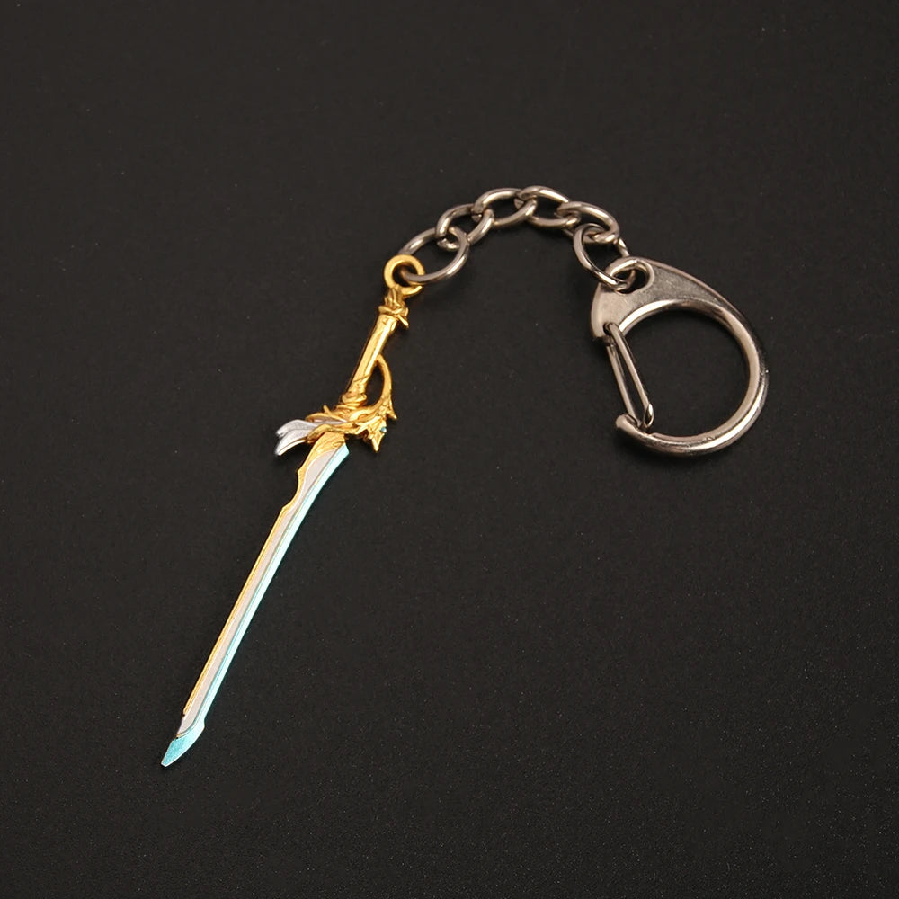 Genshin Impact Sword Keychain Zhongli Venti Diluc Weapons Skyward Blade Key Chain Keyring Collections Jewelry Gift