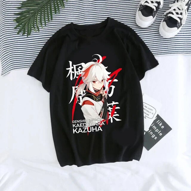 Genshin Impact T Shirt Kawaii Hu Tao Graphic Tees Xiao Kaedehara Kazuha T-shirt Hip Hop Tops Harajuku Tshirt Women 90s Female