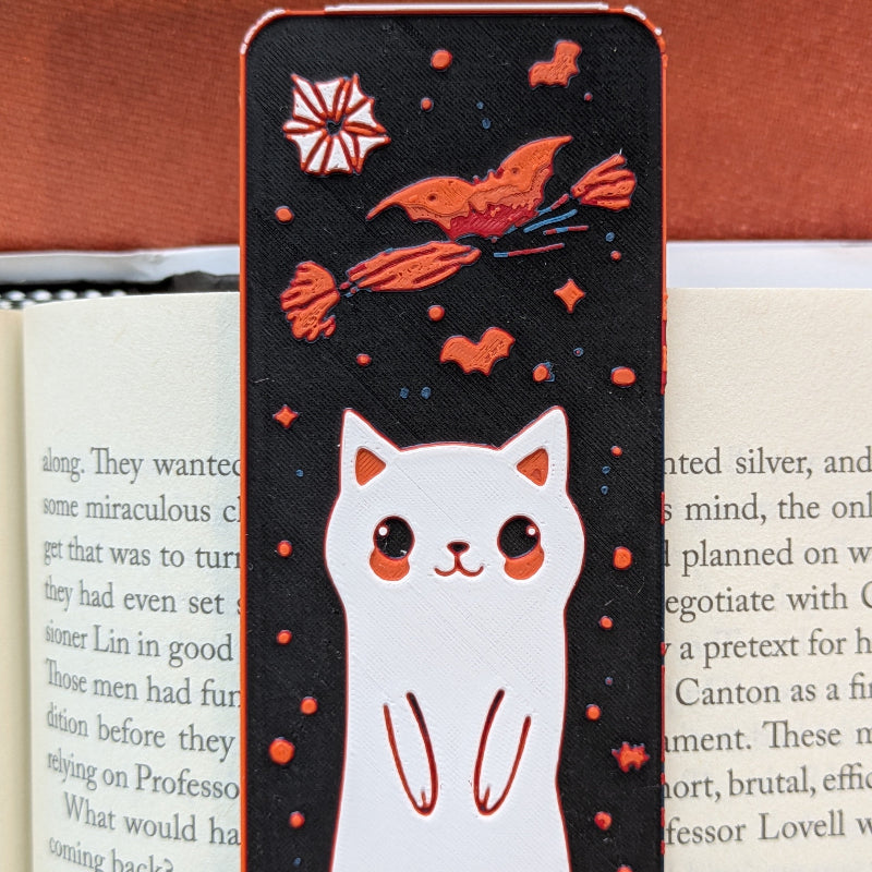 Ghost Cat Illustrated Bookmark 2x6 Art Bookmark Reader Gift