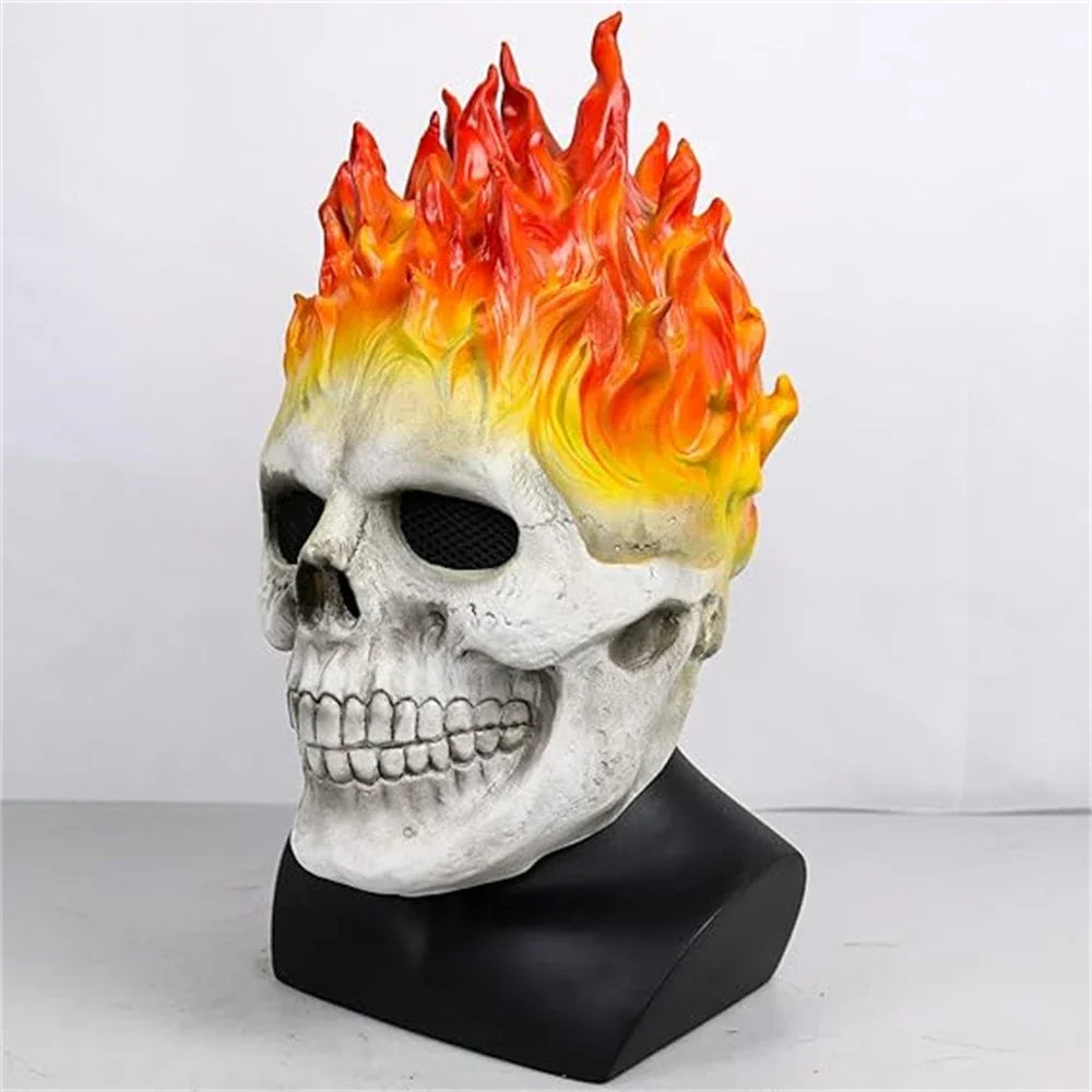 Ghost Rider Mask Halloween Horror Flame Skull Mask Scary Skeleton Zombie Spooky Knight Creepy Demon Masque Carnival Party Props