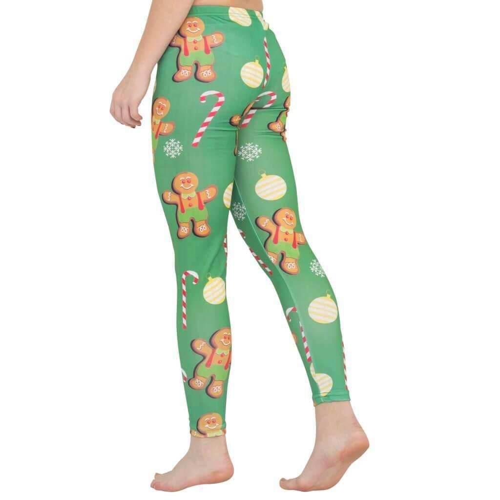 Gingerbread All Over Ugly Christmas Leggings - S