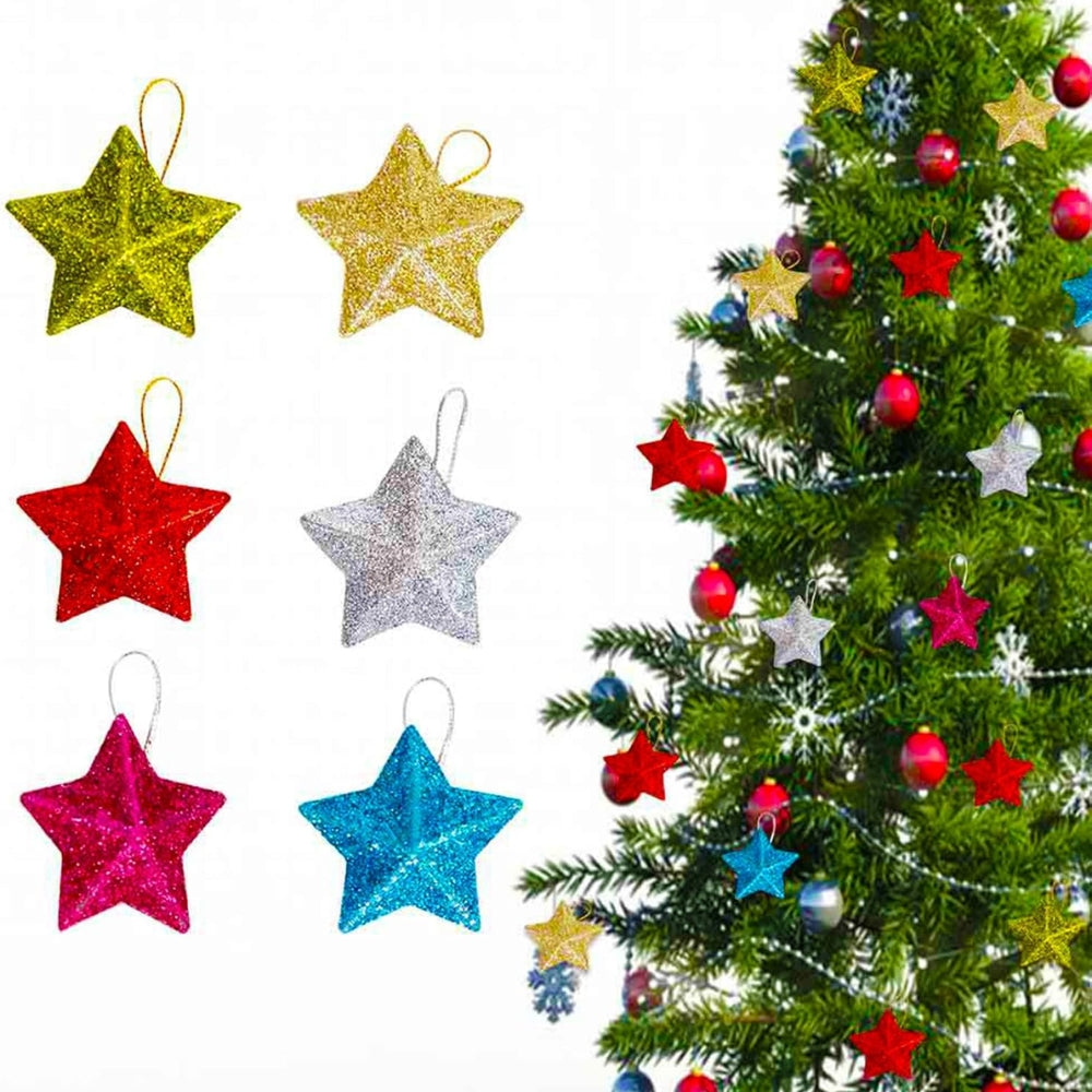 Glitter Star Ornaments Christmas Tree Hanging Pendant