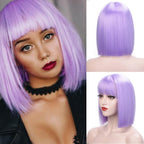 Glorious Synthetic Wigs Short Bob Wigs Black/Pink Bangs Wigs for Women Heat Resistant Fiber Hair Brazilin Wigs For Black Women Cosplay Wigs For Women