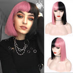 Glorious Synthetic Wigs Short Bob Wigs Black/Pink Bangs Wigs for Women Heat Resistant Fiber Hair Brazilin Wigs For Black Women Cosplay Wigs For Women