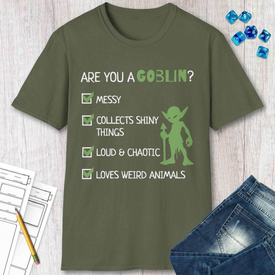 Goblin Quiz Shirt - Funny DnD Goblin Friend T-shirt - Military Green / S