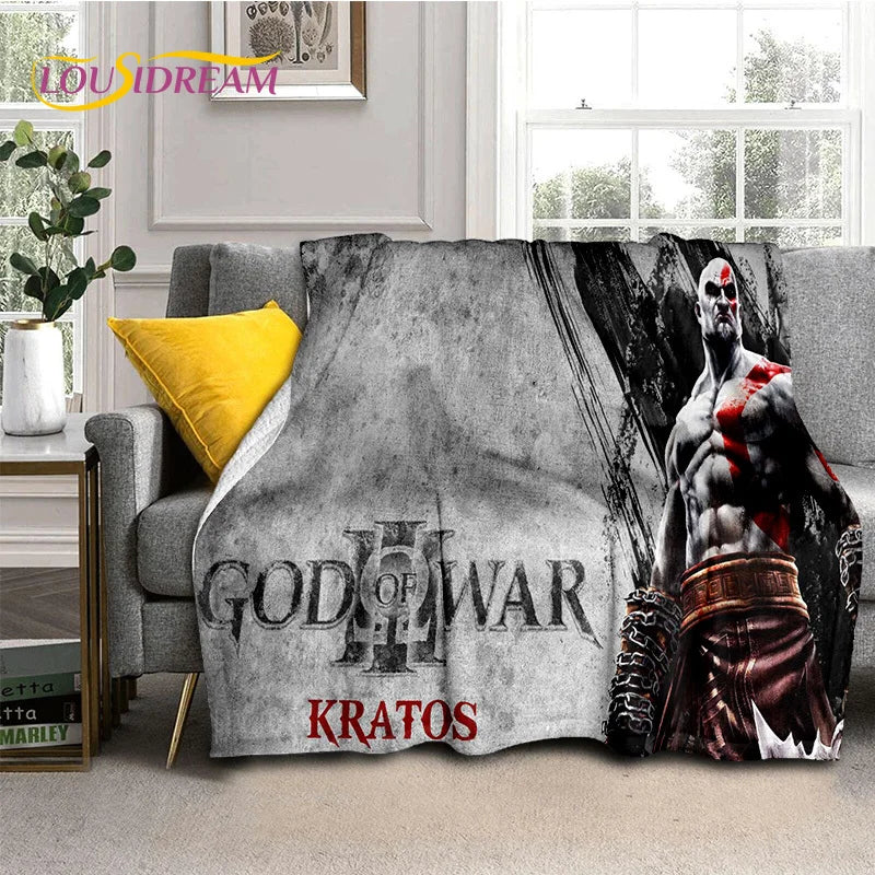 God of War Games Kratos Cartoon 3D Soft Blankets,Keep Warm Throw Blanket Comfortable Blanket for Picnic Beds Sofa Home Bedroom