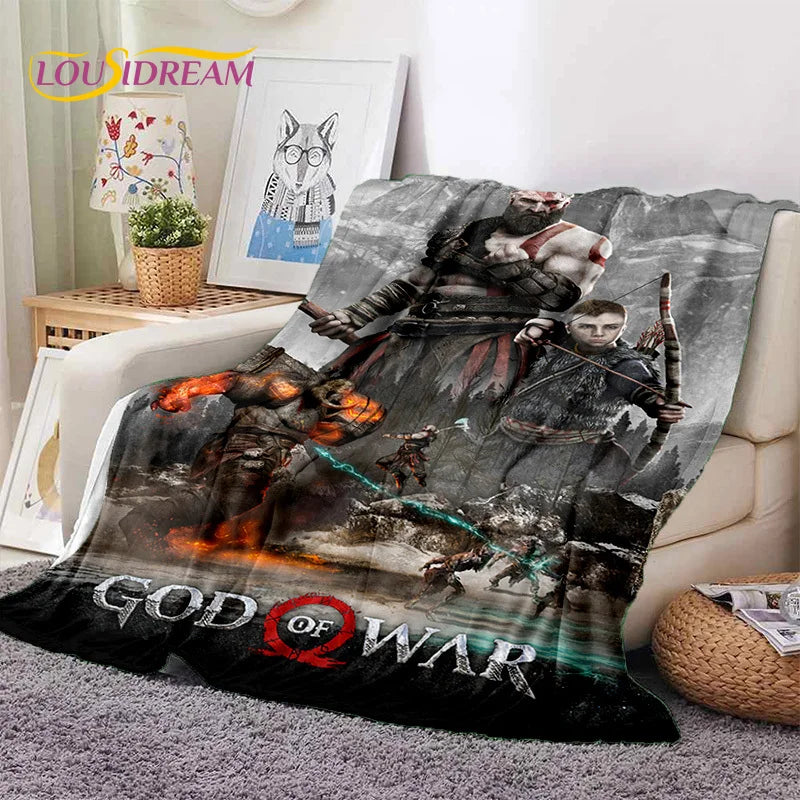 God of War Games Kratos Cartoon 3D Soft Blankets,Keep Warm Throw Blanket Comfortable Blanket for Picnic Beds Sofa Home Bedroom