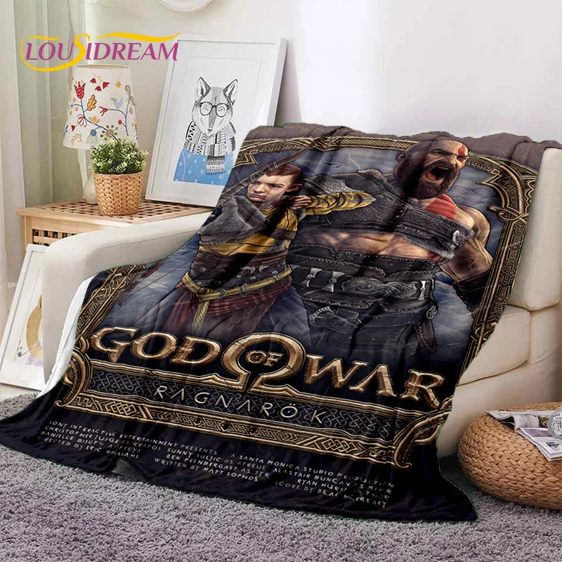 God of War Games Kratos Cartoon 3D Soft Blankets,Keep Warm Throw Blanket Comfortable Blanket for Picnic Beds Sofa Home Bedroom