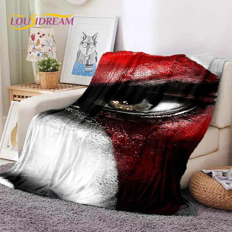 God of War Games Kratos Cartoon 3D Soft Blankets,Keep Warm Throw Blanket Comfortable Blanket for Picnic Beds Sofa Home Bedroom