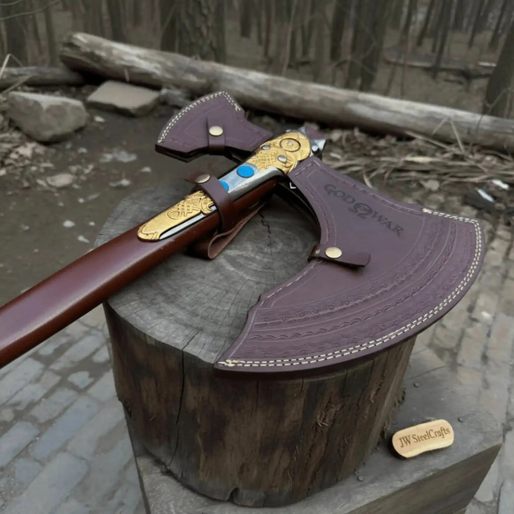 Hand-Forged Viking Double-Bit Fantasy Display Axe with Engraved Head