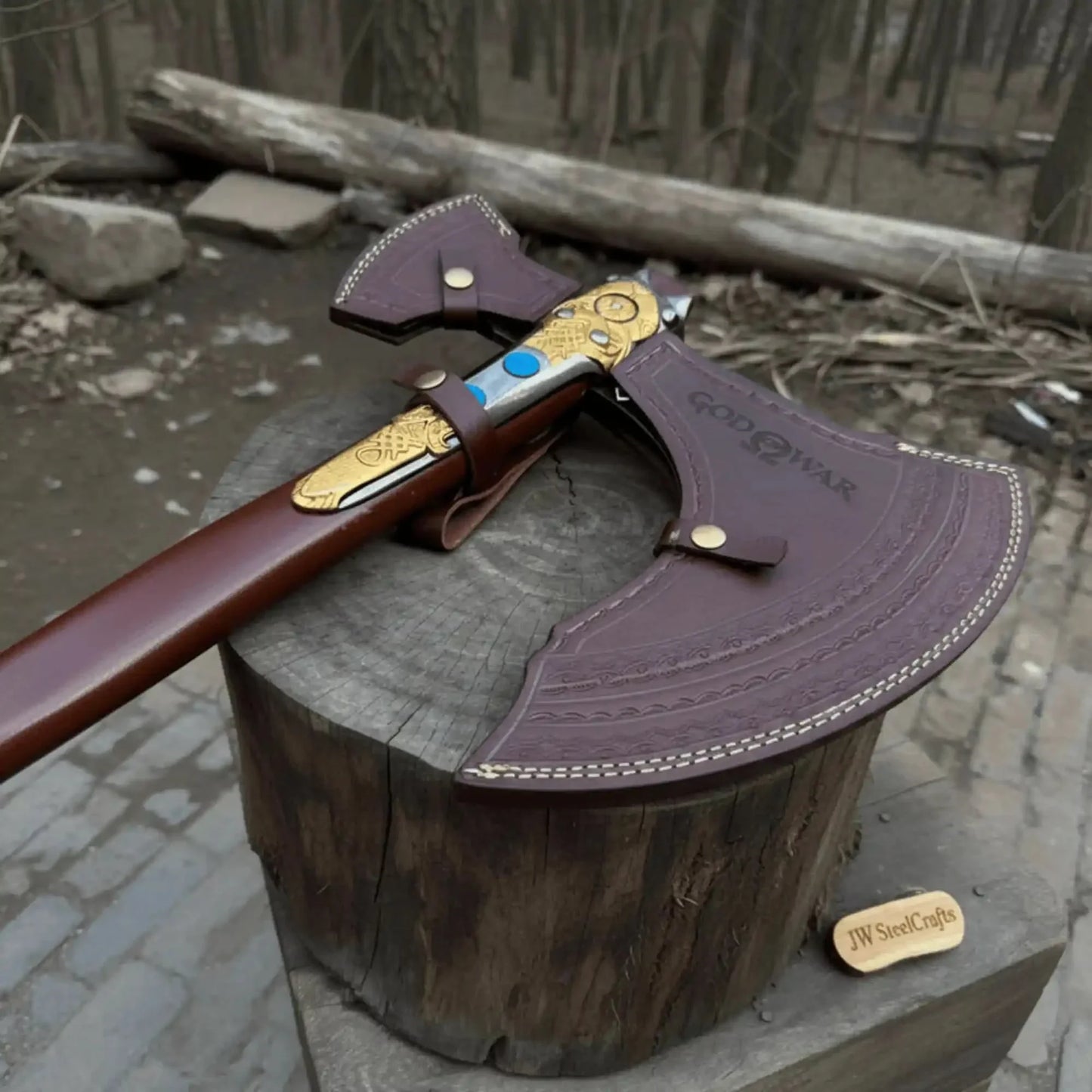 Hand-Forged Viking Double-Bit Fantasy Display Axe with Engraved Head