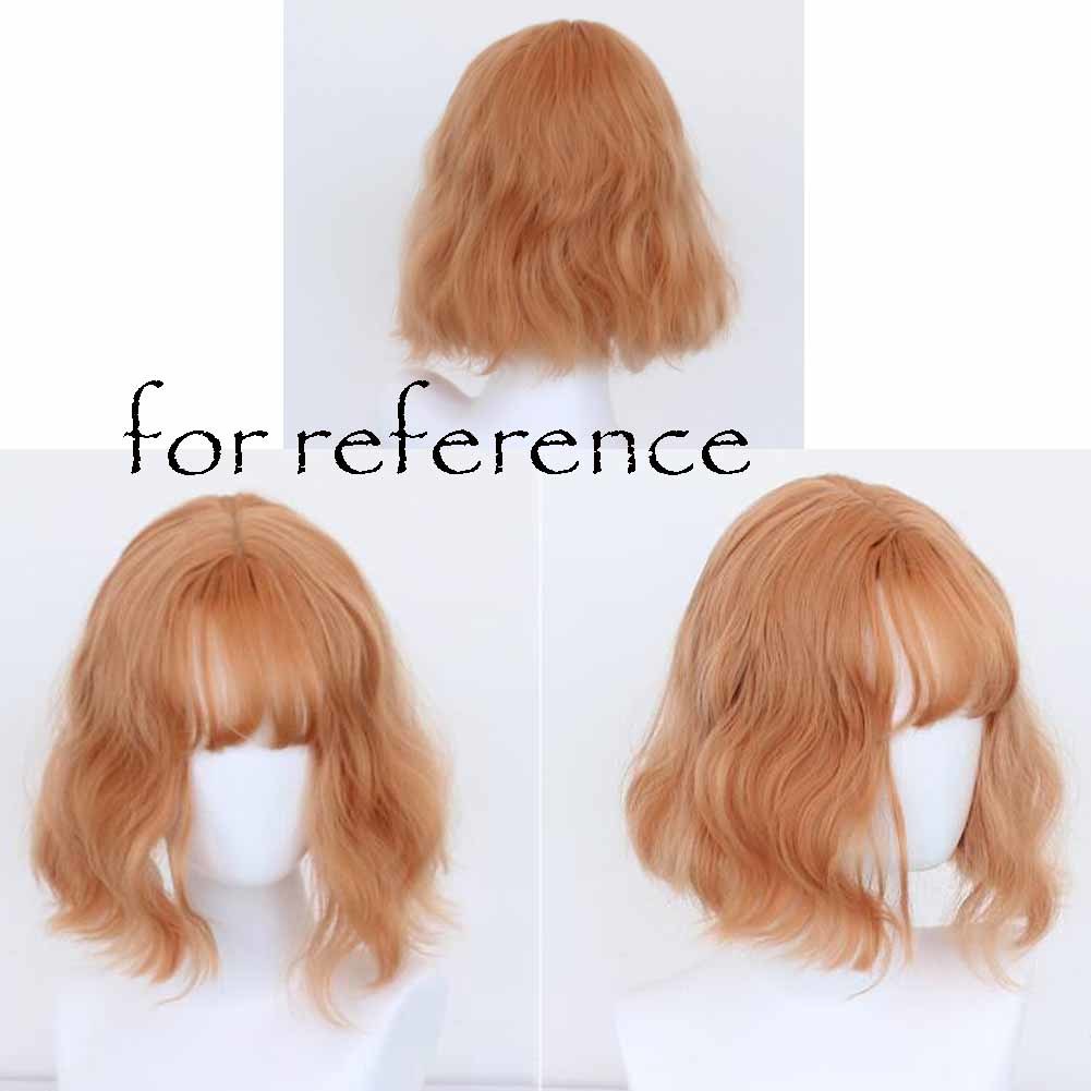 Gold Pink 30 cm Cosplay Full Wig Long Curly Hair Wig Short Bob Hair Halloween Dress Up