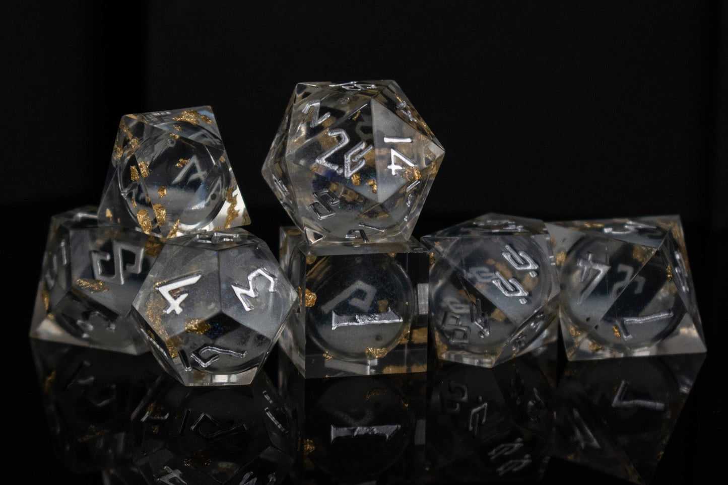 Golden Ashes Liquid Core Dice Set