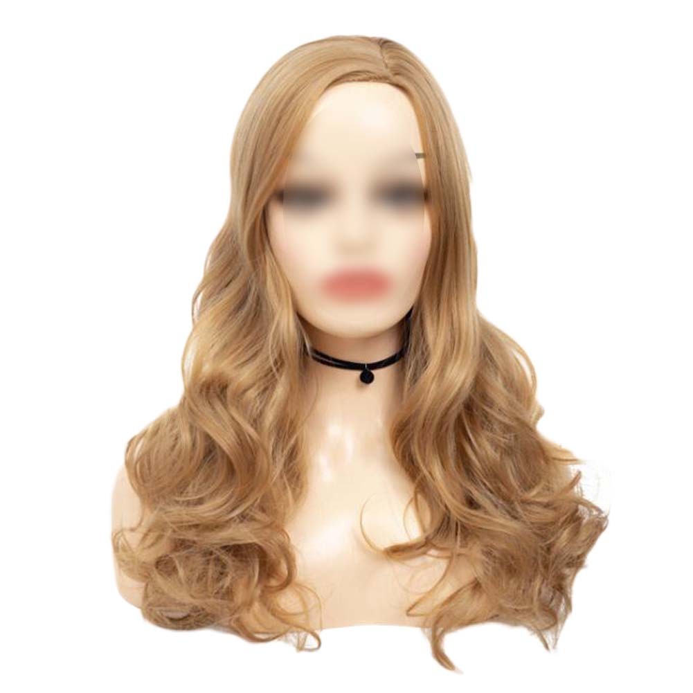 Golden Women's Hair Wig Middle Part Bangs Big Waves Long Curly Hair Full Wig,24 inch