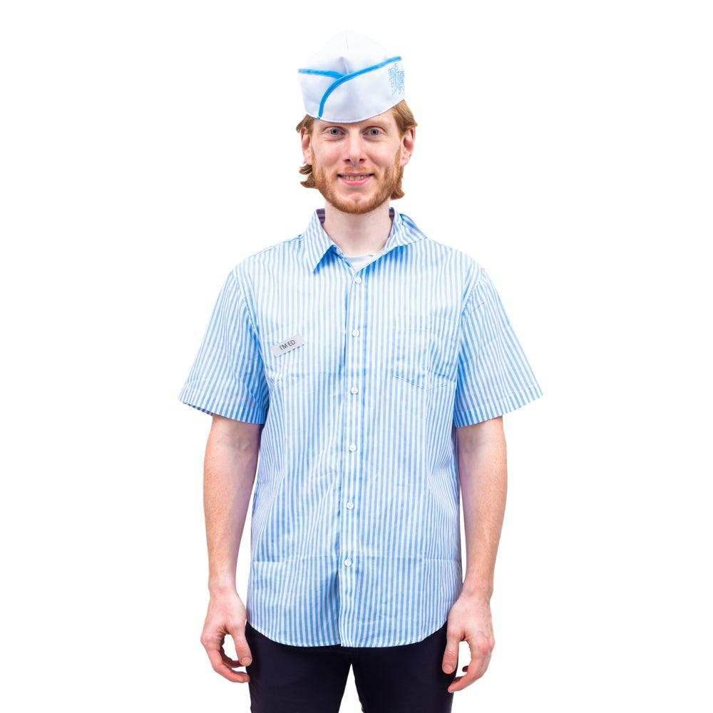 Good Burger Button Up Shirt Hat and Name Tag Halloween Costume Cosplay - S