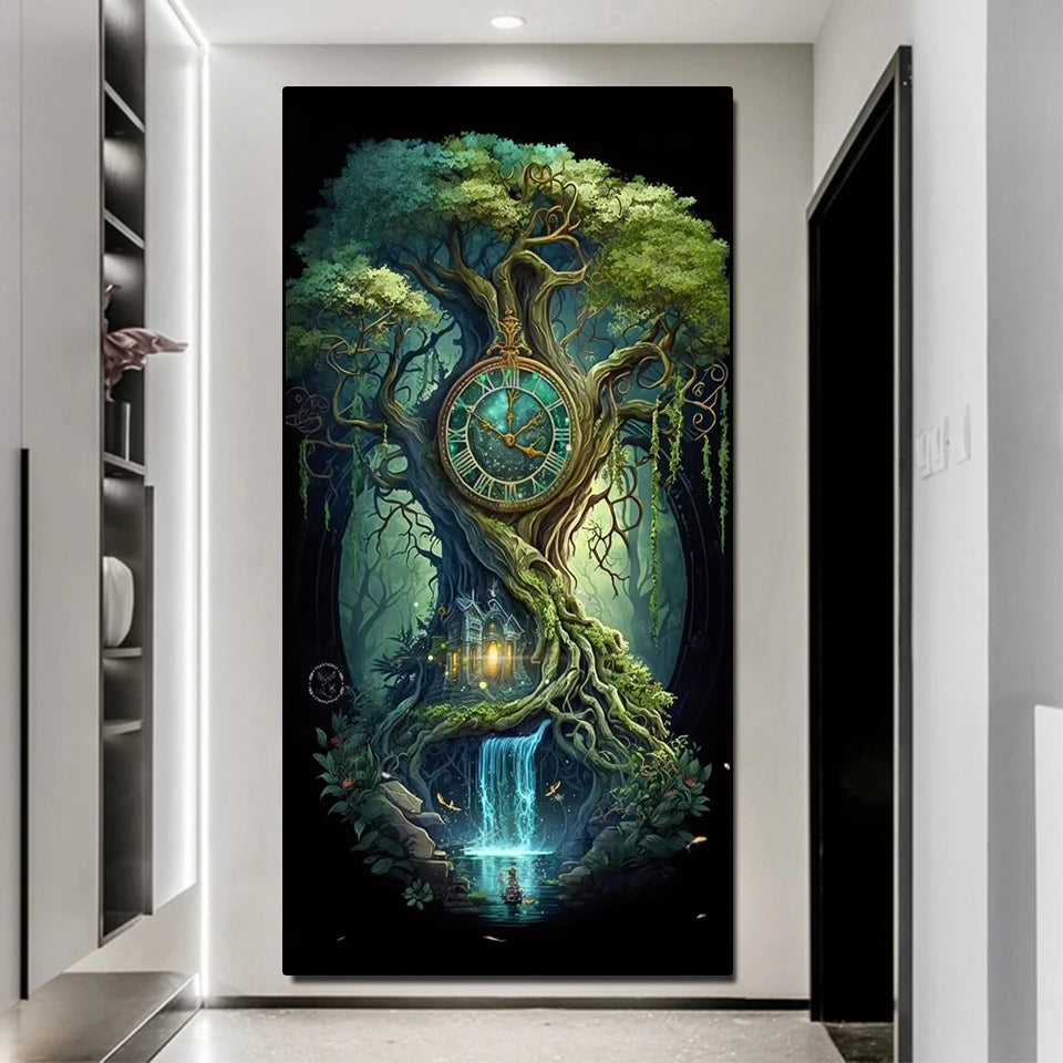 Gothic Clock Tree of Life Diy Diamond Painting New 2023 Full Diamond Mosaic Embroidery Landscape Picture Rhinestone Home Decor