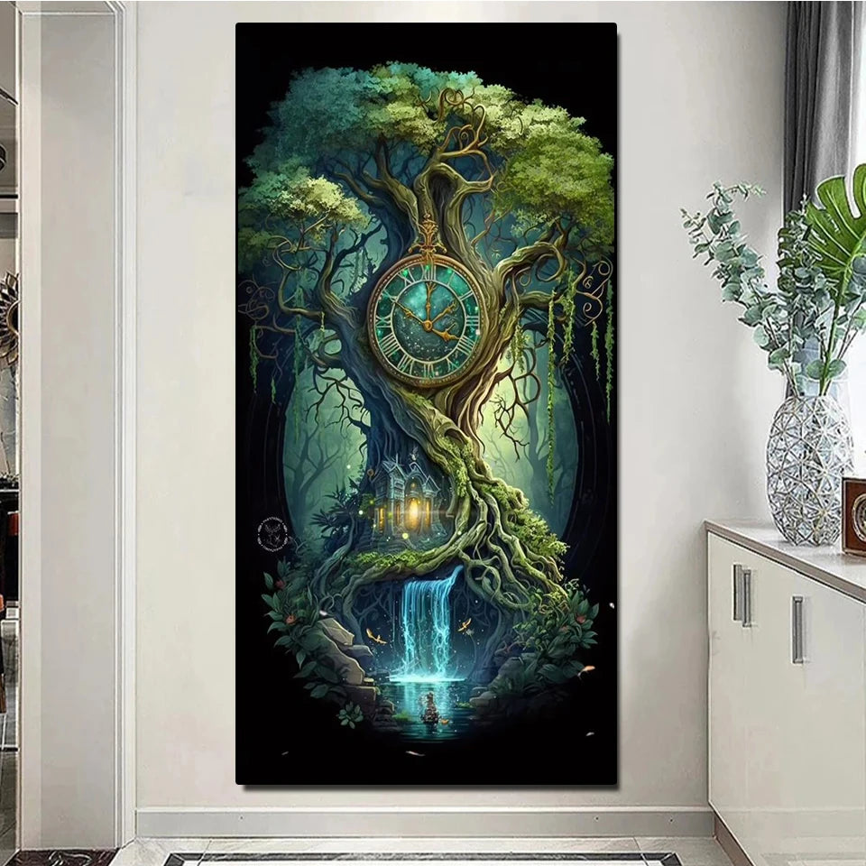 Gothic Clock Tree of Life Diy Diamond Painting New 2023 Full Diamond Mosaic Embroidery Landscape Picture Rhinestone Home Decor