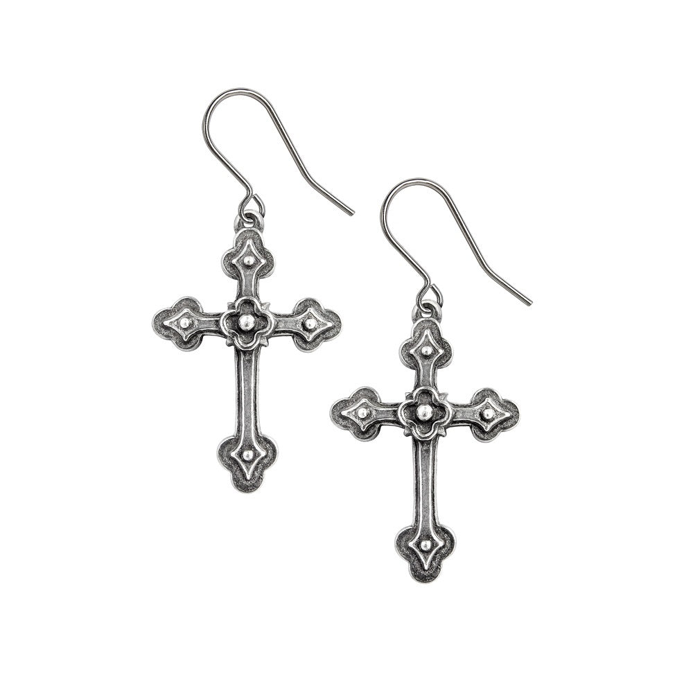 Gothic Devotion Crosses Dropper Earrings