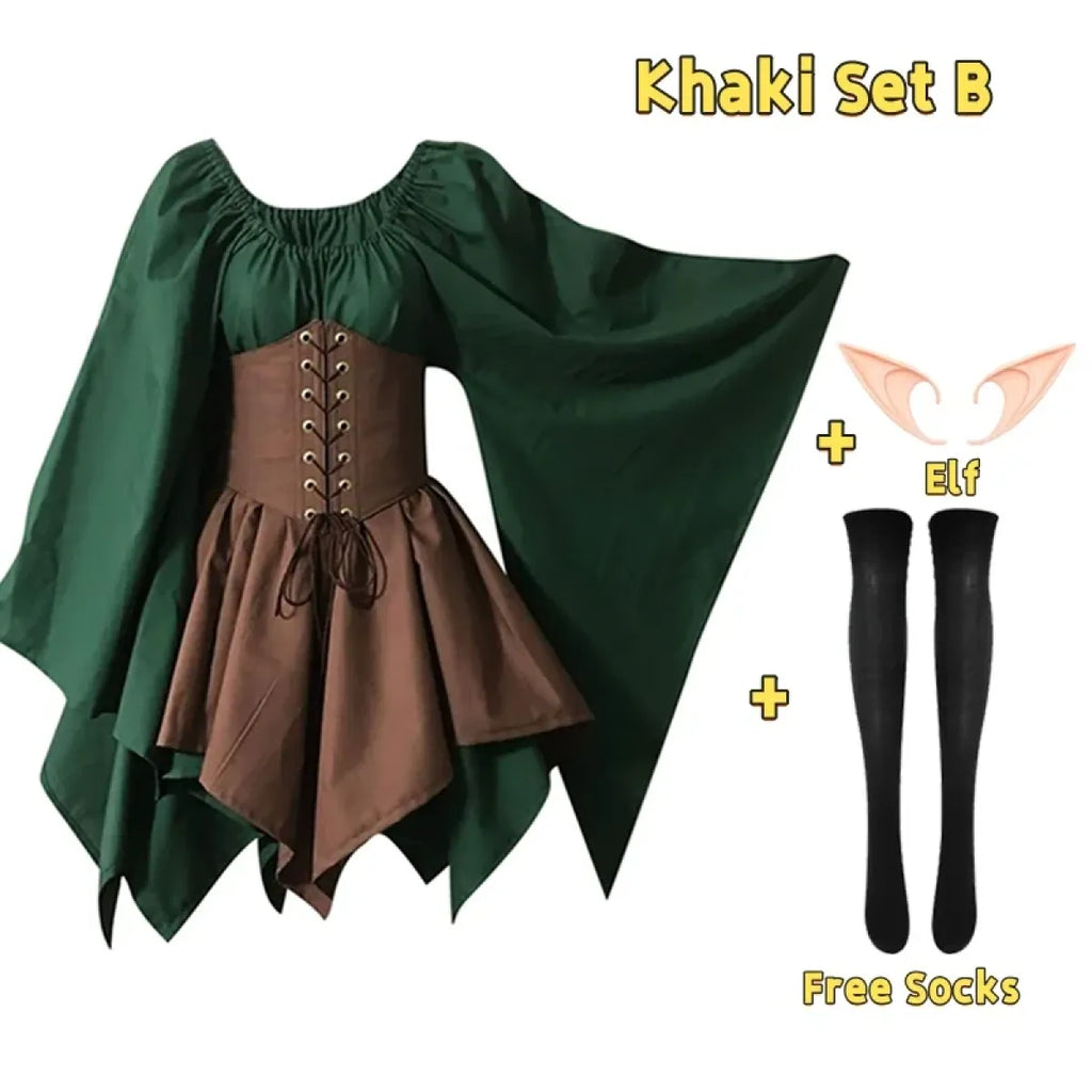 Gothic Elf Corset Dress – Medieval Fairy Lolita Cosplay