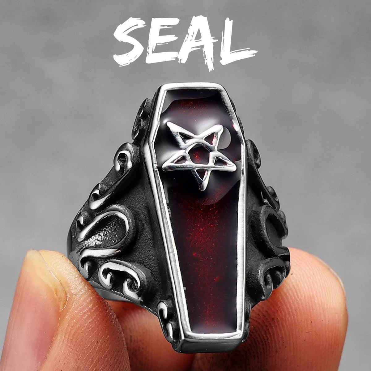 Gothic Mummy Vampire Coffin Men Rings Stainless Steel Women Jewelry Punk Rock Cool Stuff Fashion Accessories Gift Wholesale