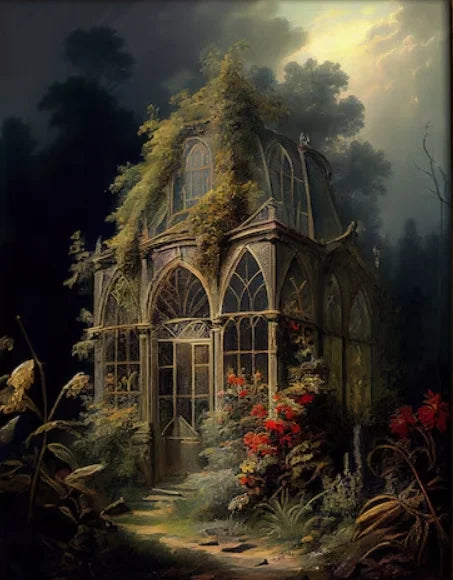 Gothic Retro Home Art Abandoned Cathedral Posters Painting Dark Academic Botanical Aesthetic Canvas Print Wizardry Room Decor