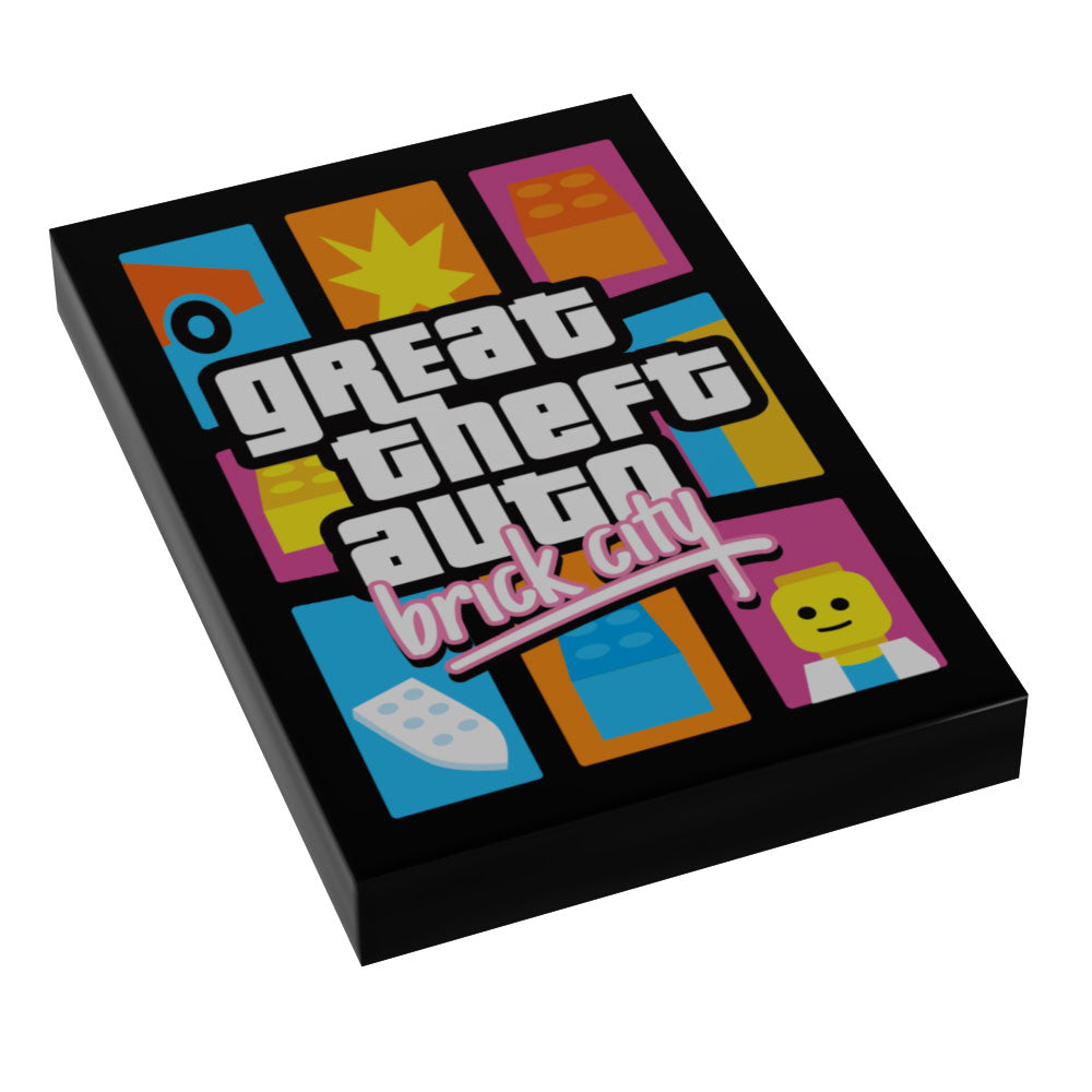 Great Theft Auto: Brick City Video Game Cover (2x3 Tile) made using LEGO part - B3 Customs