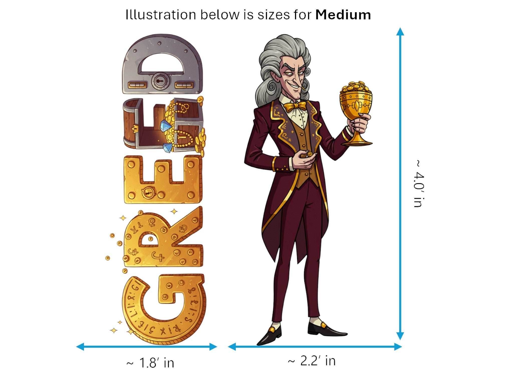 Greed Sticker and Magnet – Avaritia 7 Sinkins™ – Personification of Greed | Waterproof & UV-Proof - Sticker / Medium