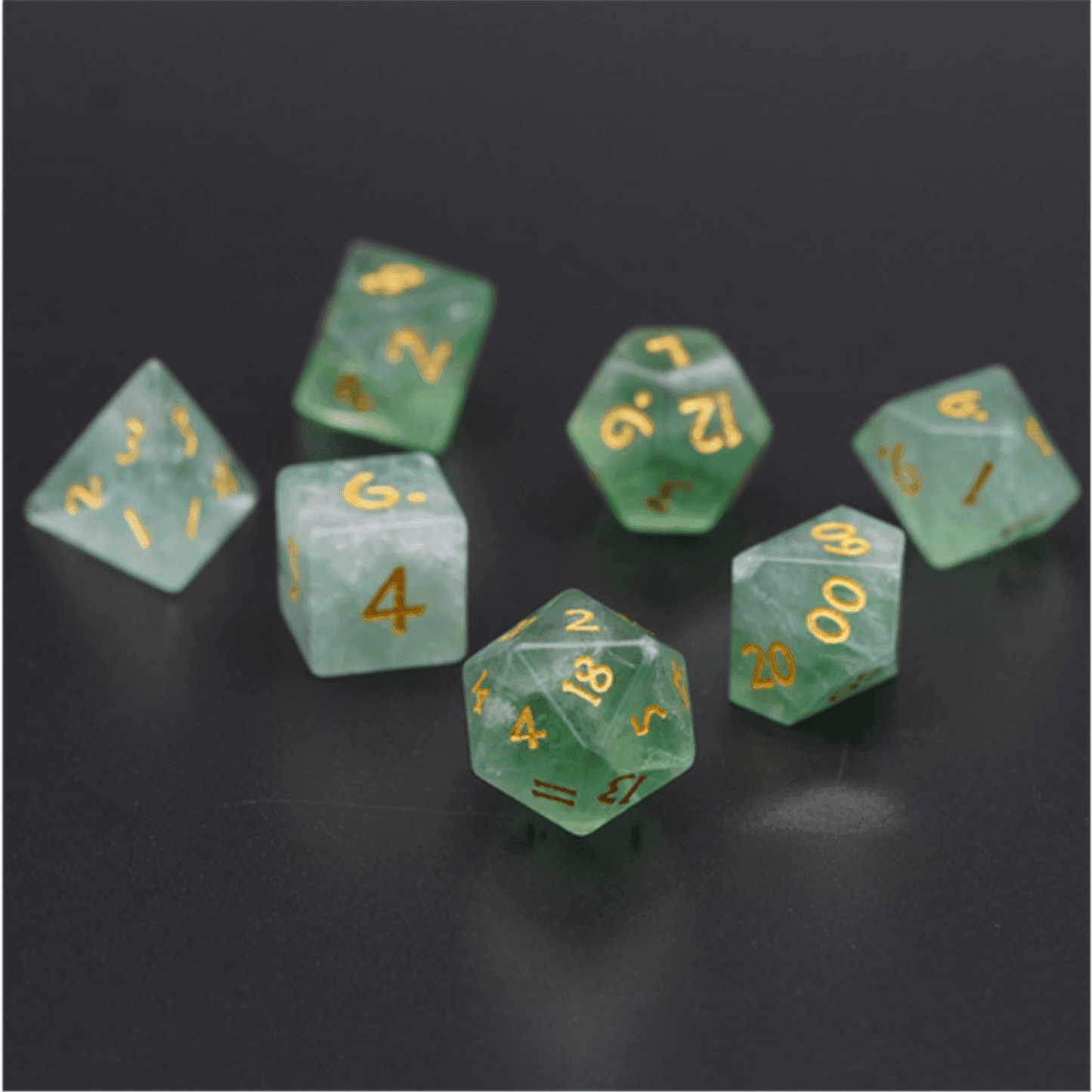 Green Amethyst Gemstone Dice Set - 