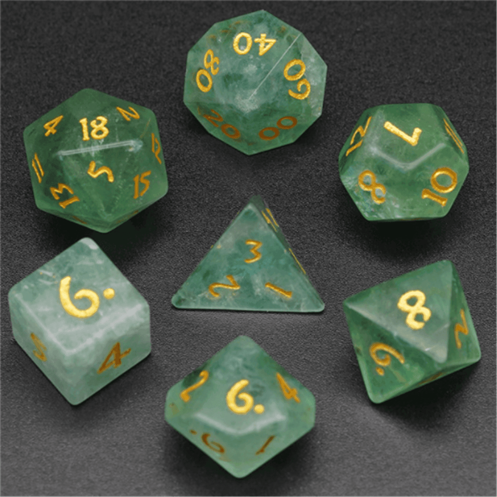 Green Amethyst Gemstone Dice Set - 