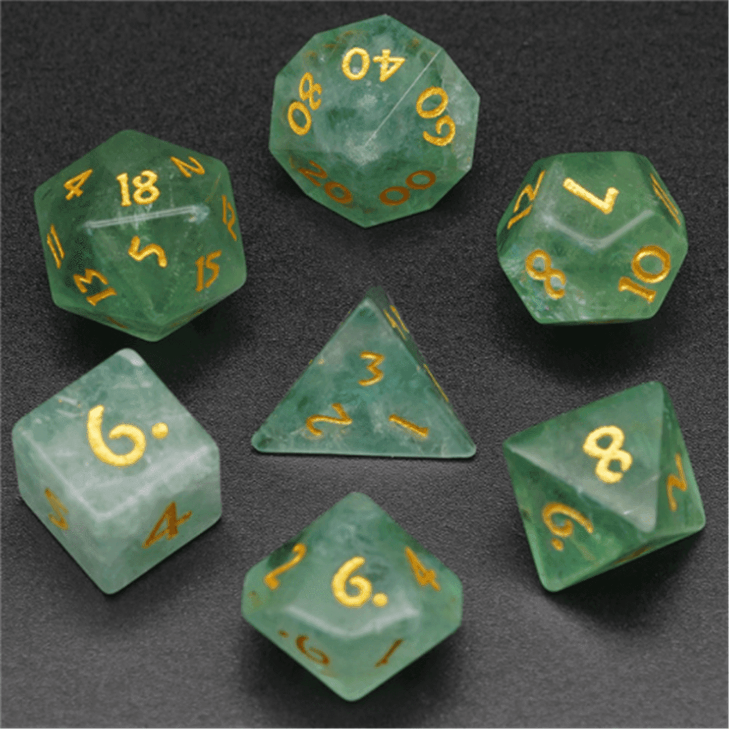 Green Amethyst Gemstone Dice Set - 