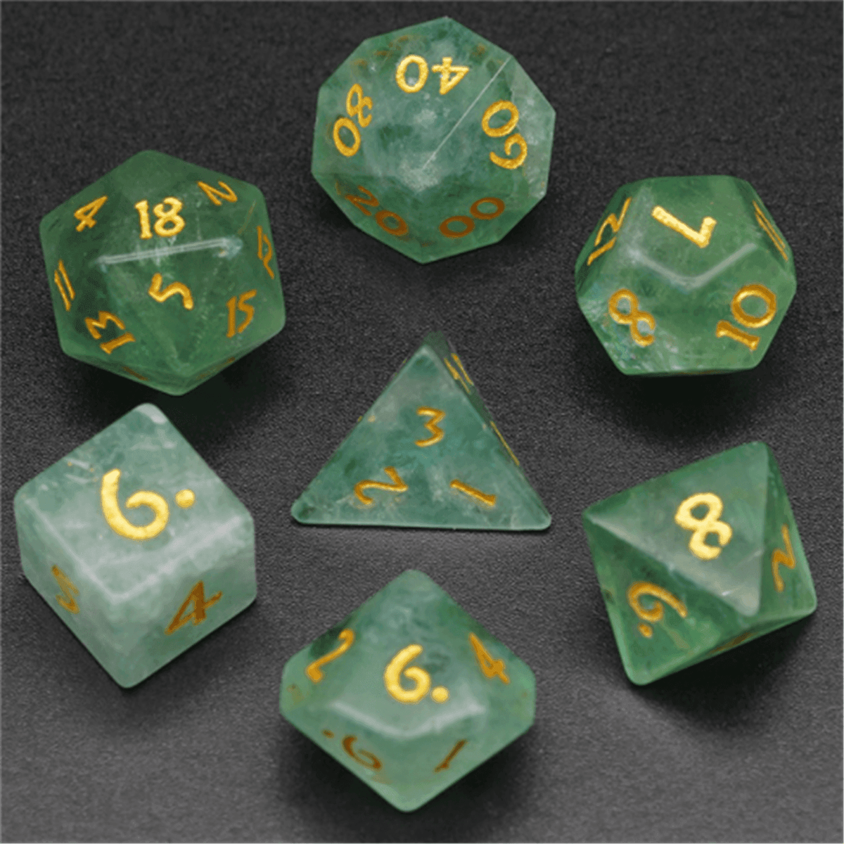 Green Amethyst Gemstone Dice Set - 