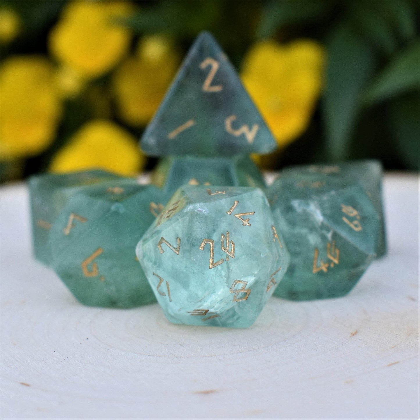 Green Fluorite Stone Dice Set 'PRE-ORDER | SPRING EVENT DEAL' - 