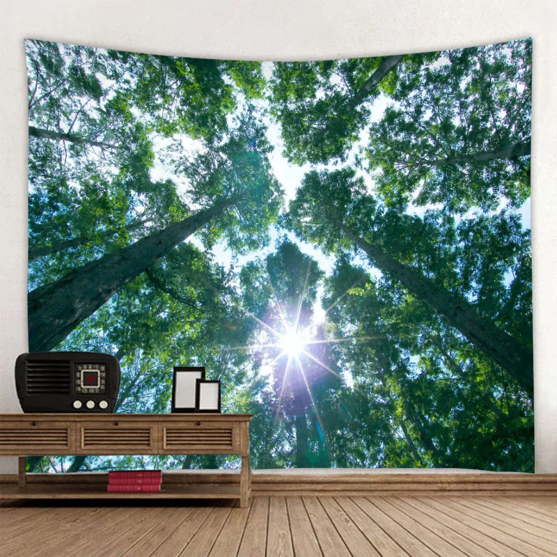 Green jungle tapestry beautiful natural forest large wall hanging hippie bohemian mandala wall art home decoration 8 sizes