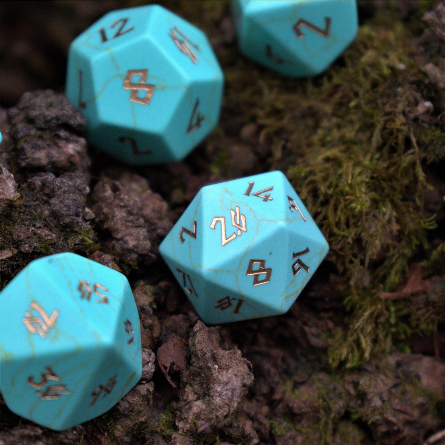 Green Turquoise Stone Dice Set