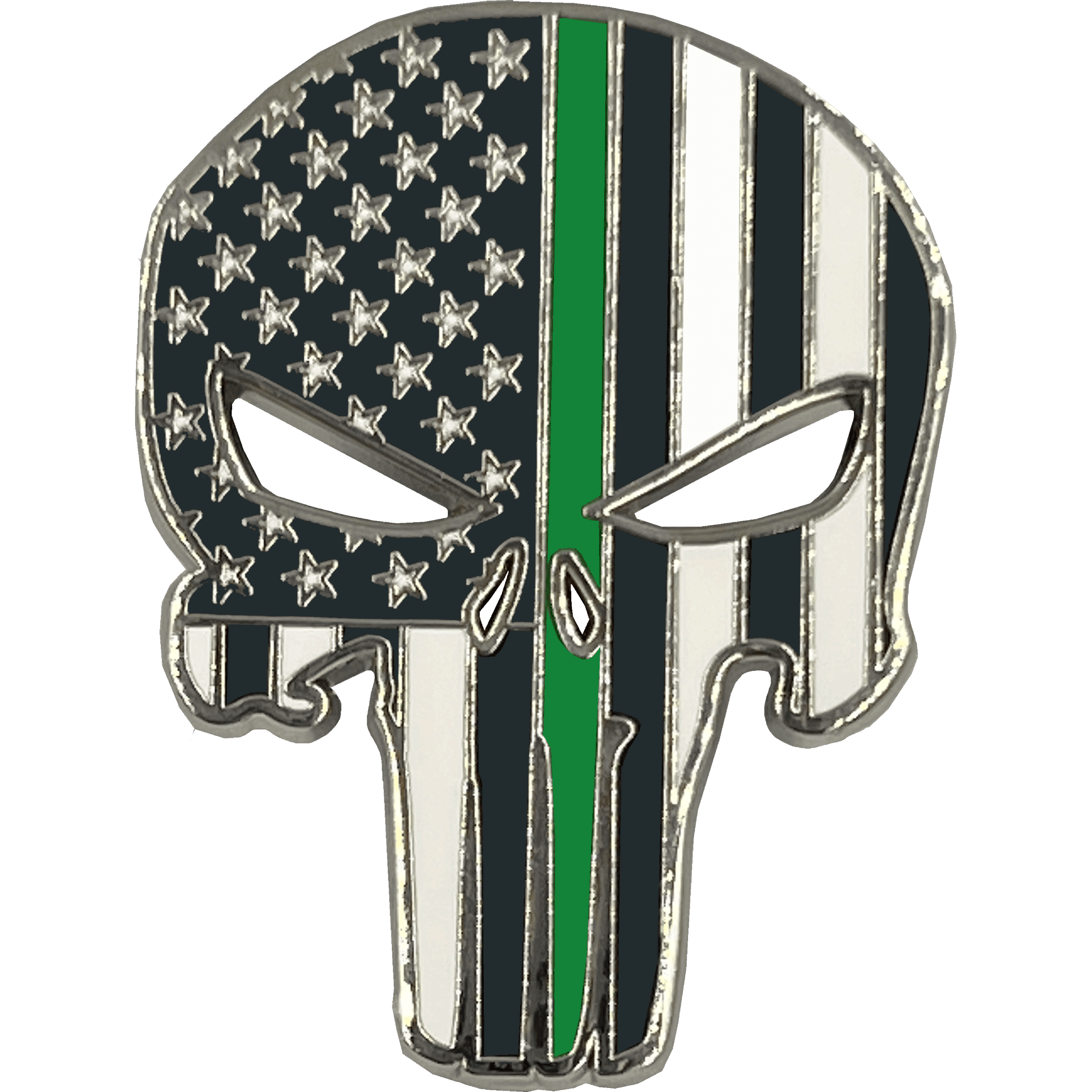PBX-001-D Thin Green Line American Flag Pin Border Patrol with die-cut eyes and dual pin posts and deluxe locking clasps - 