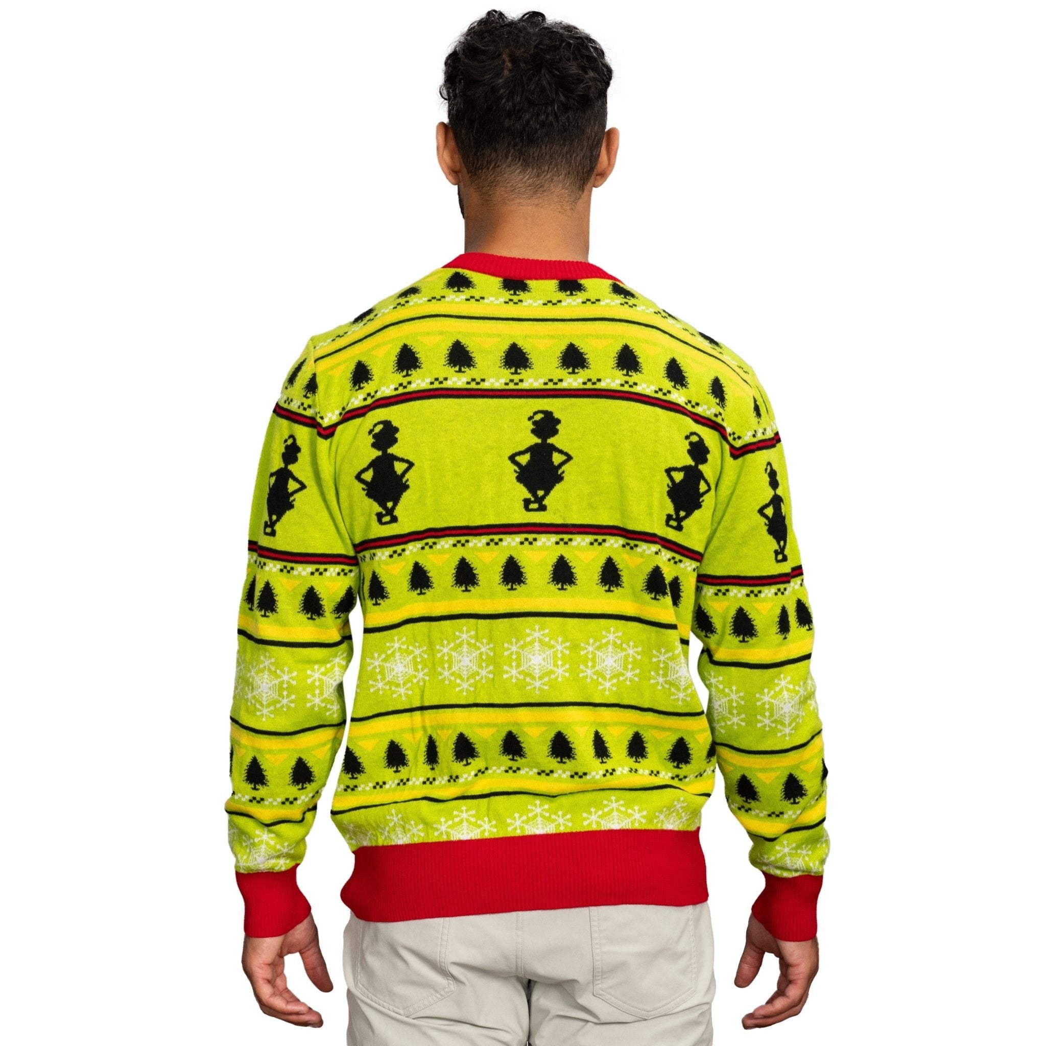 Grinch Head Santa Hat Wreath Sweater