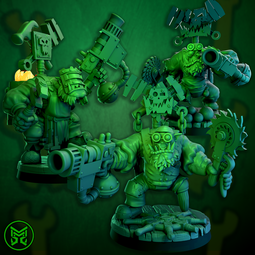 3d Printed Pirate Ork Mekaniks by Mekka Miniatures
