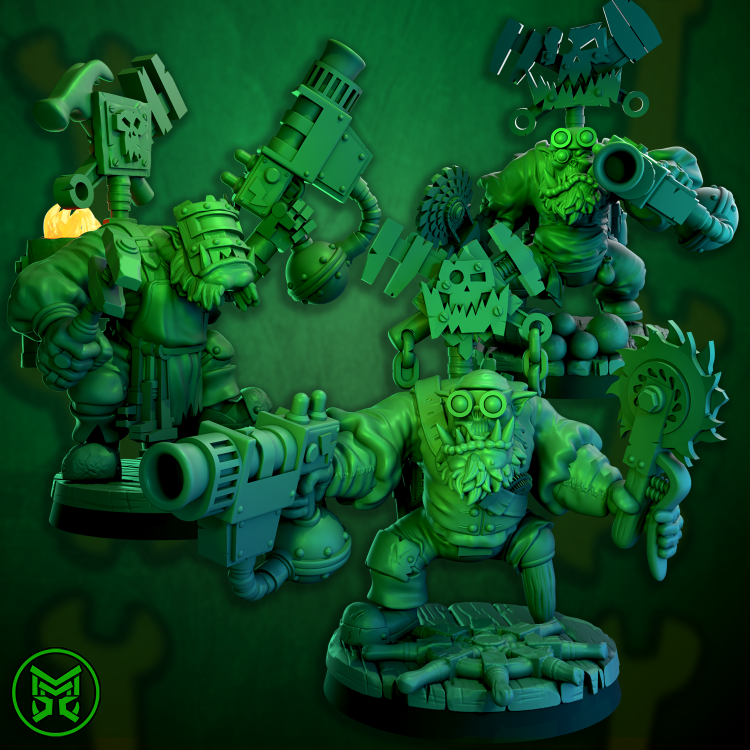 3d Printed Pirate Ork Mekaniks by Mekka Miniatures