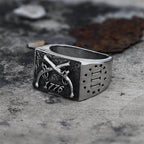 1776 Crossed Guns Stainless Steel Ring - Silver / 5