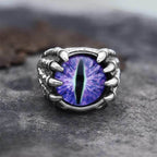 Dragon Eye Stainless Steel Skull Claw Ring - Purple / 7