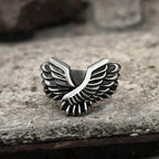Angel Wing Stainless Steel Beast Ring - Stainless Steel / 7