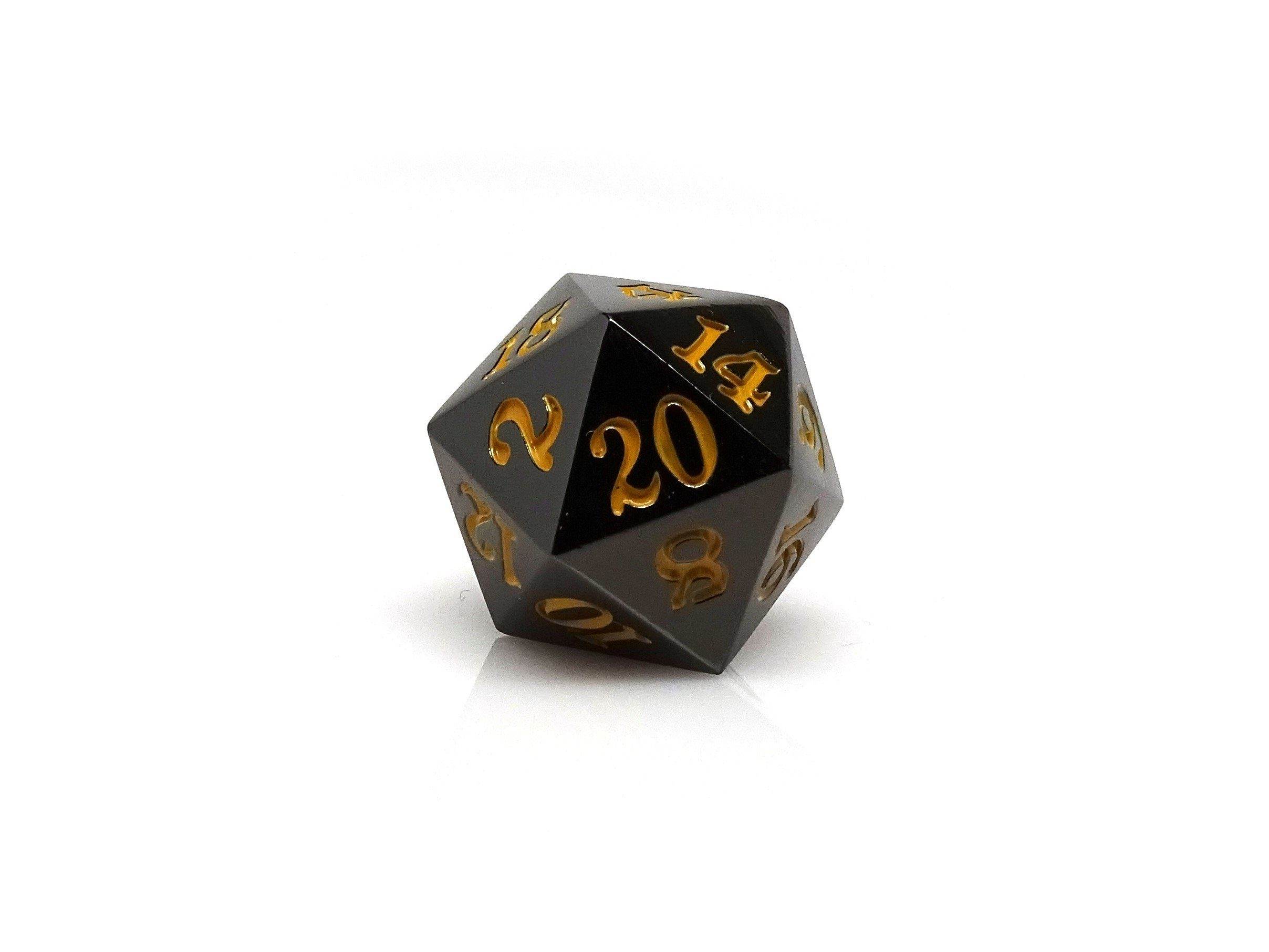 Gun Metal D20 - Signature Font - Gold Font - 