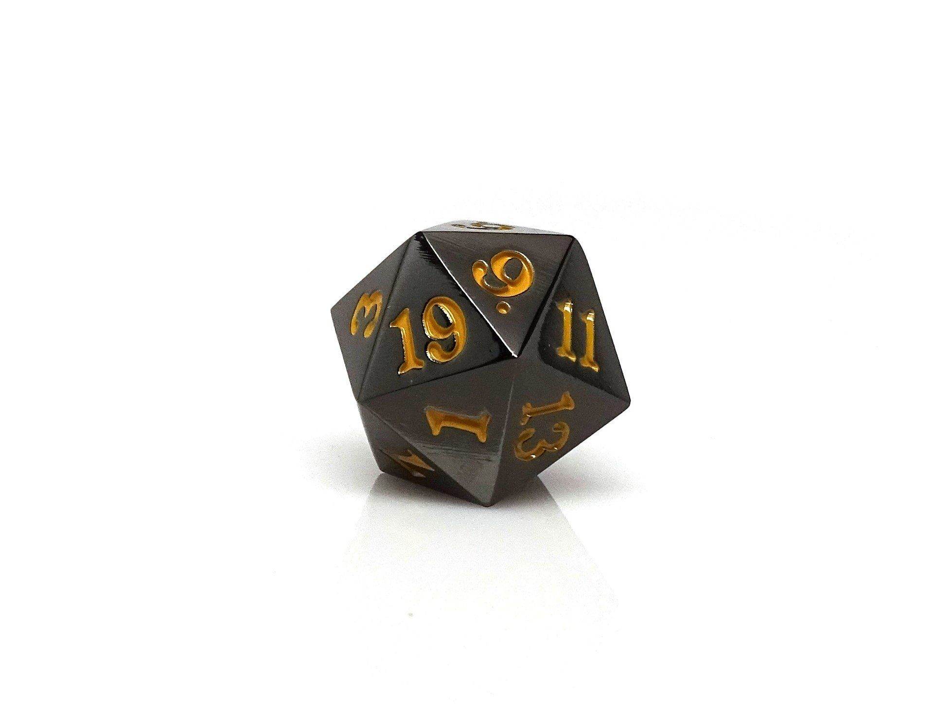 Gun Metal D20 - Signature Font - Gold Font - 
