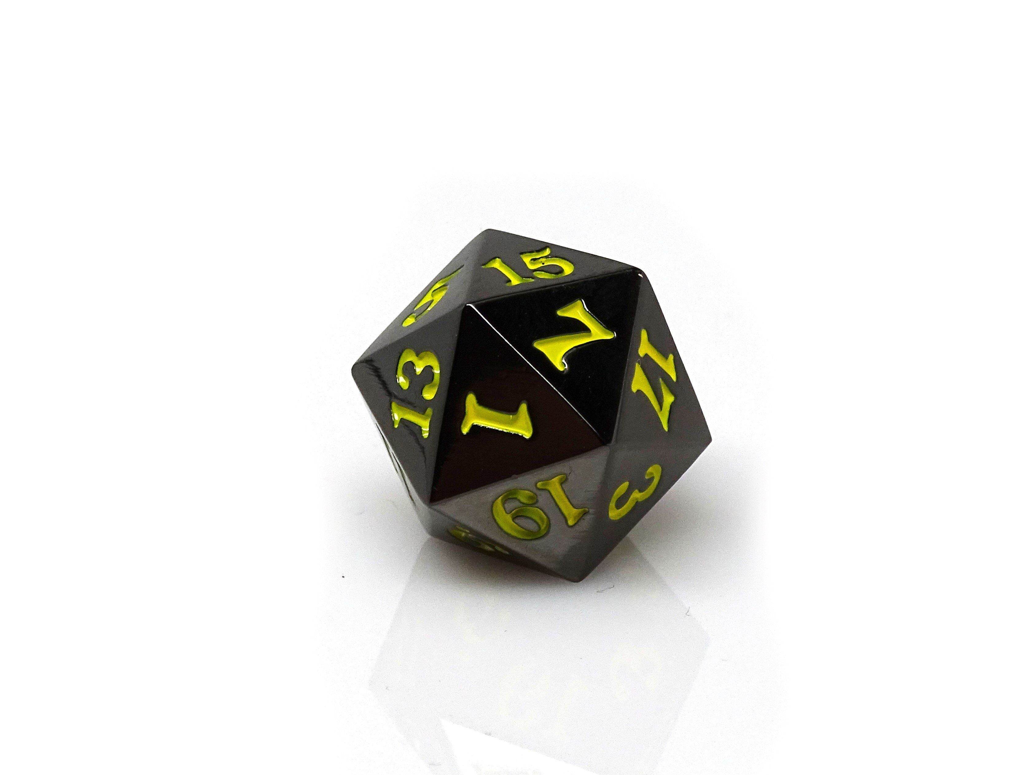 Gun Metal D20 - Signature Font - Yellow Font - 