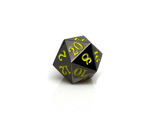 Gun Metal D20 - Signature Font -  Yellow Font