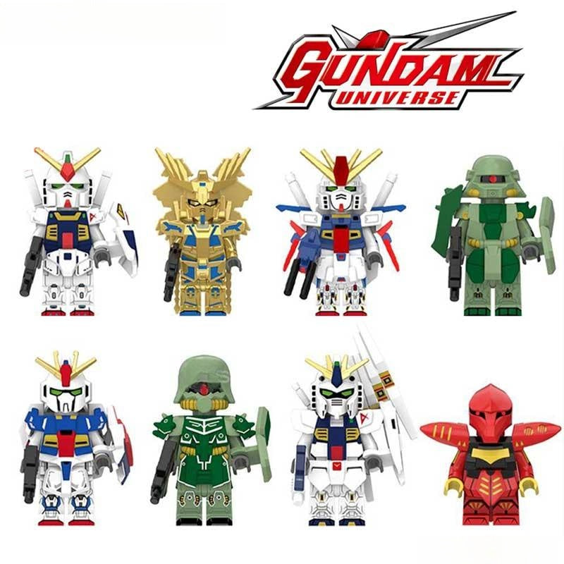 Gundam Anime Series Mech Suits set of 8 Lego Minifigures Custom Toys