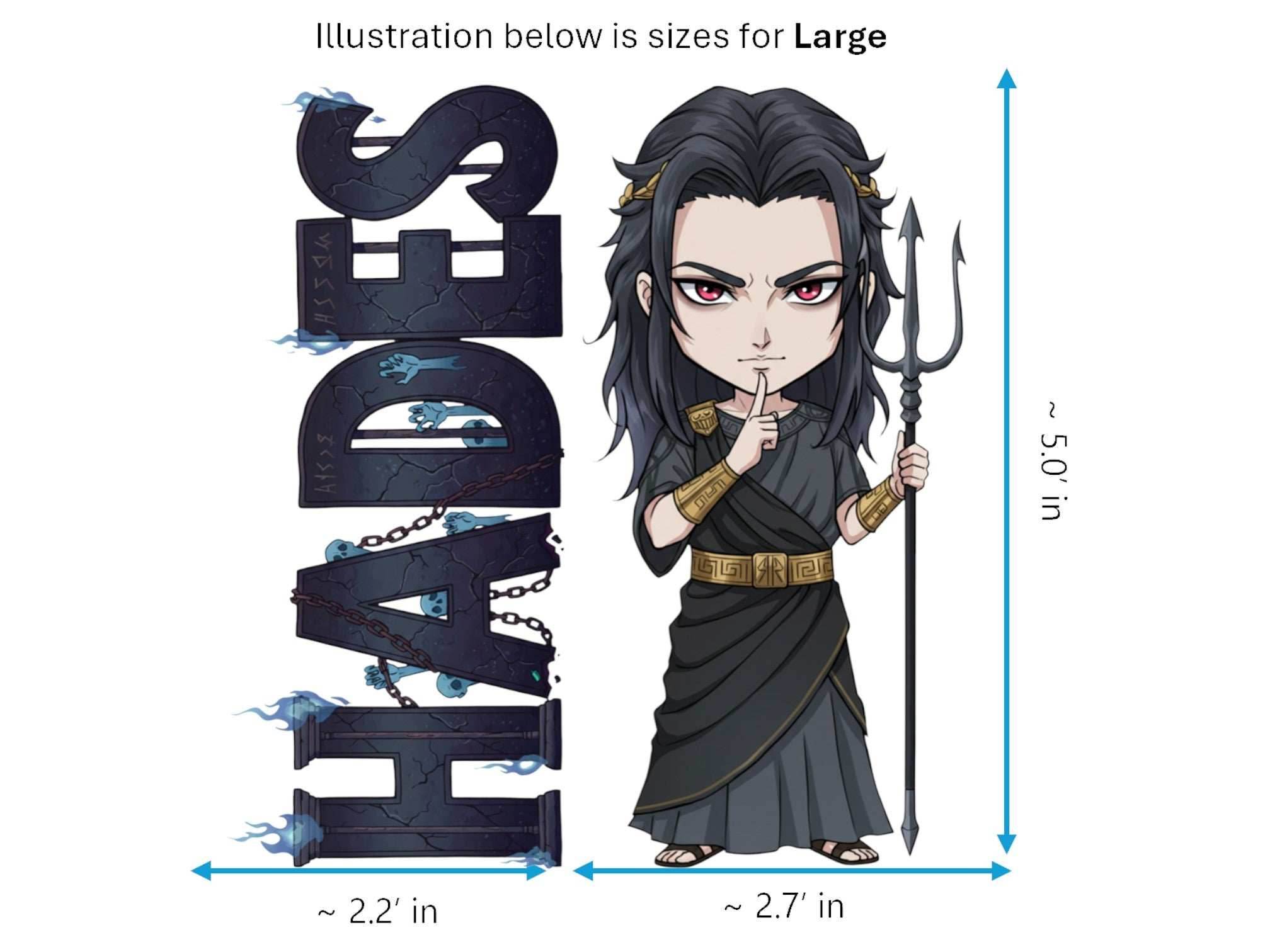 Hades Sticker and Magnet – Aidoneus Mythkins™ – Greek God of the Underworld | Waterproof & UV-Proof - Sticker / Large