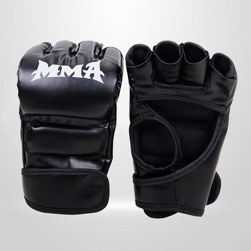 Half Finger Leather Cushion Boxing Training Gloves