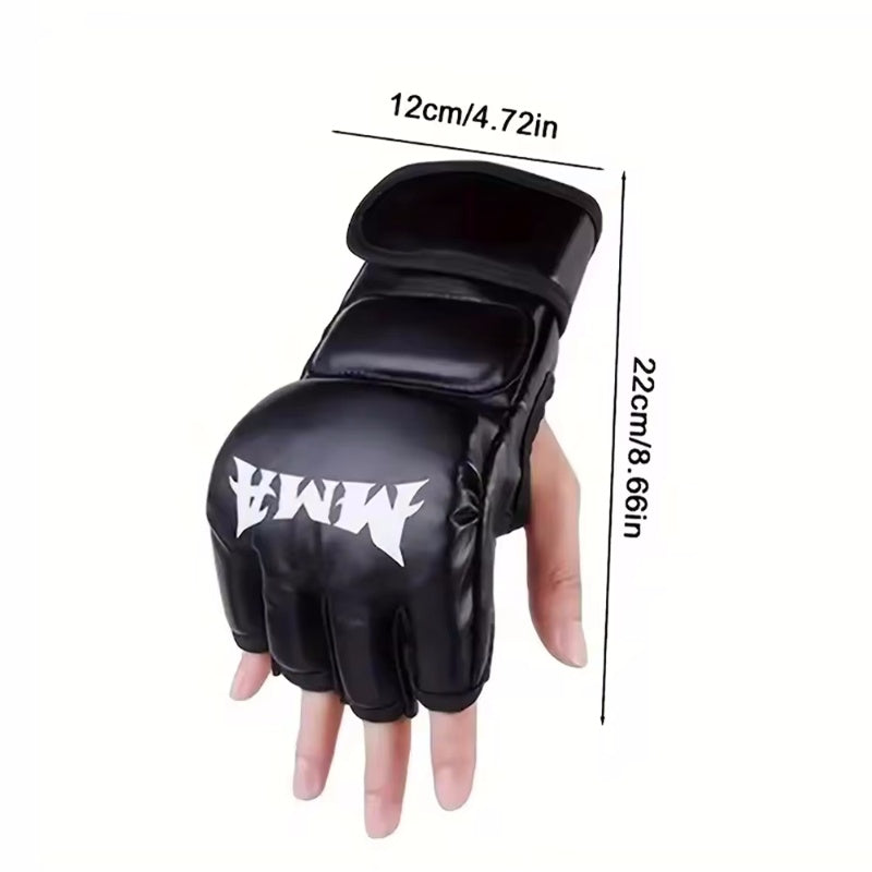 Half Finger Leather Cushion Boxing Training Gloves