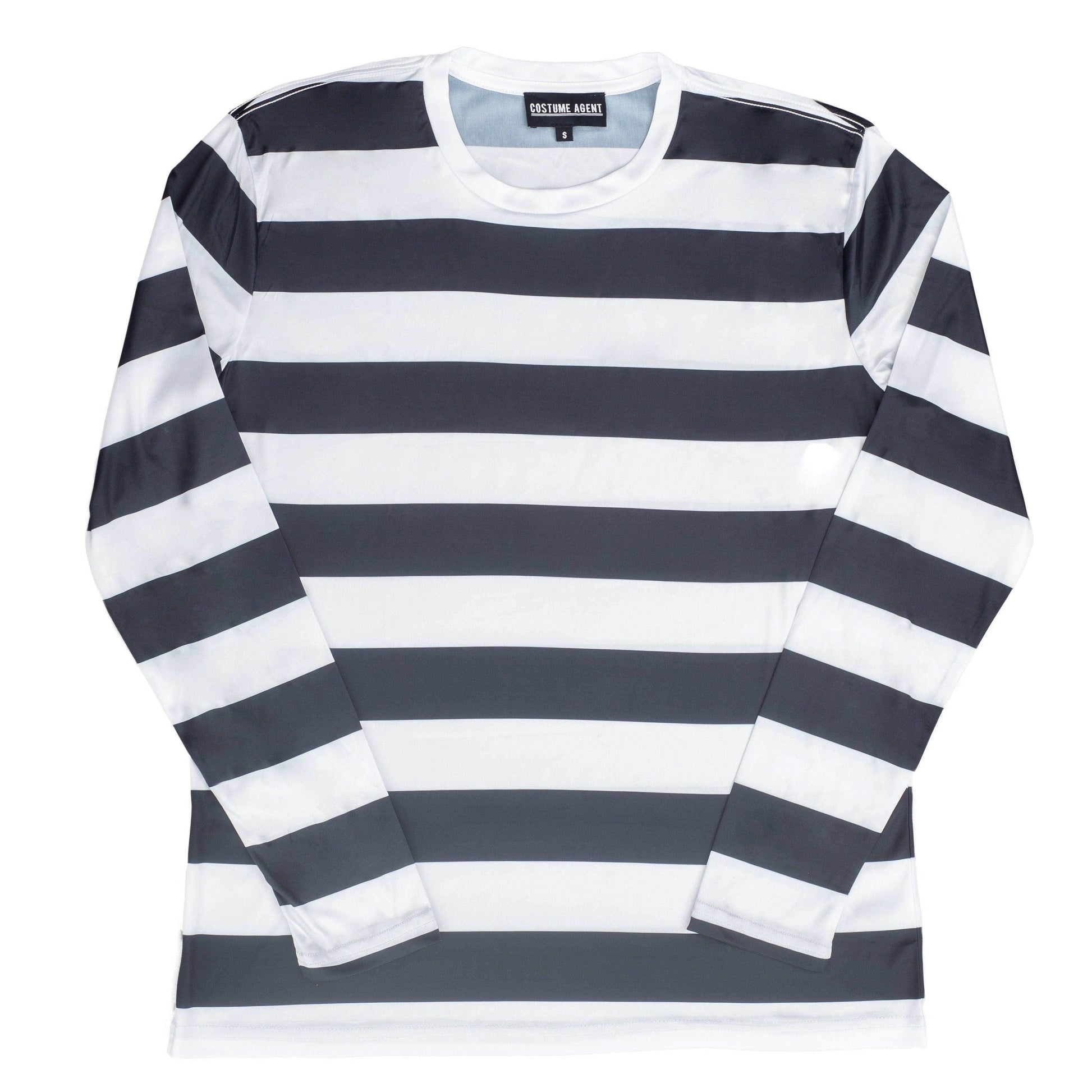 Halloween Costume Waldo Robber Striped Long Sleeve Shirt - S / Black